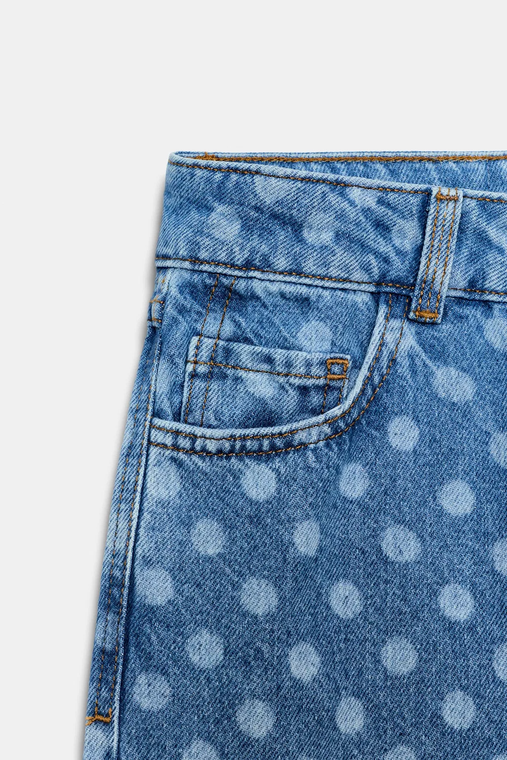 Z1975 Брюки-кюлоты с высокой талией в горошек ZARA, Mid-blue — фото 4