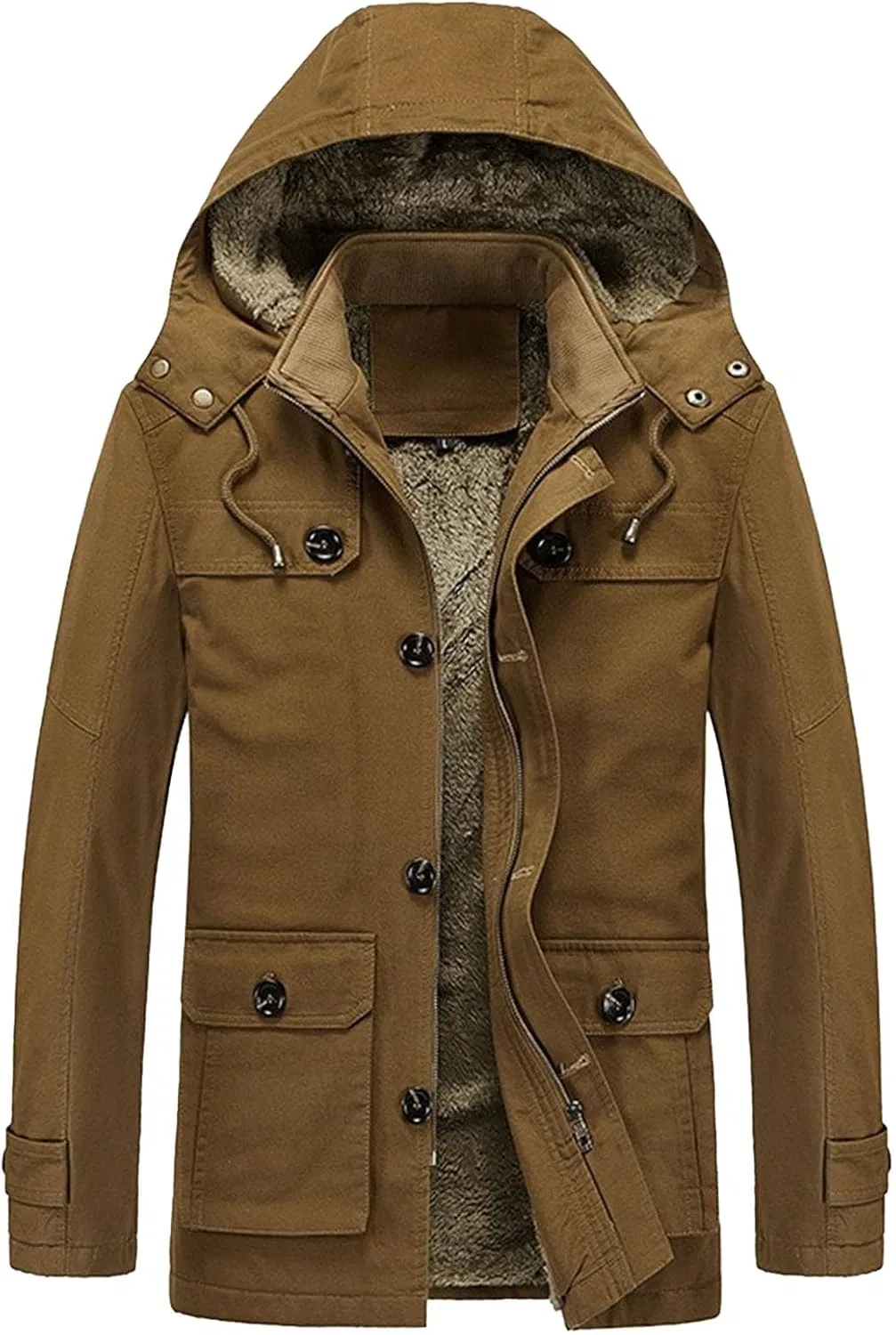 Мужское утепленное пальто-парка с капюшоном, Ochre 1