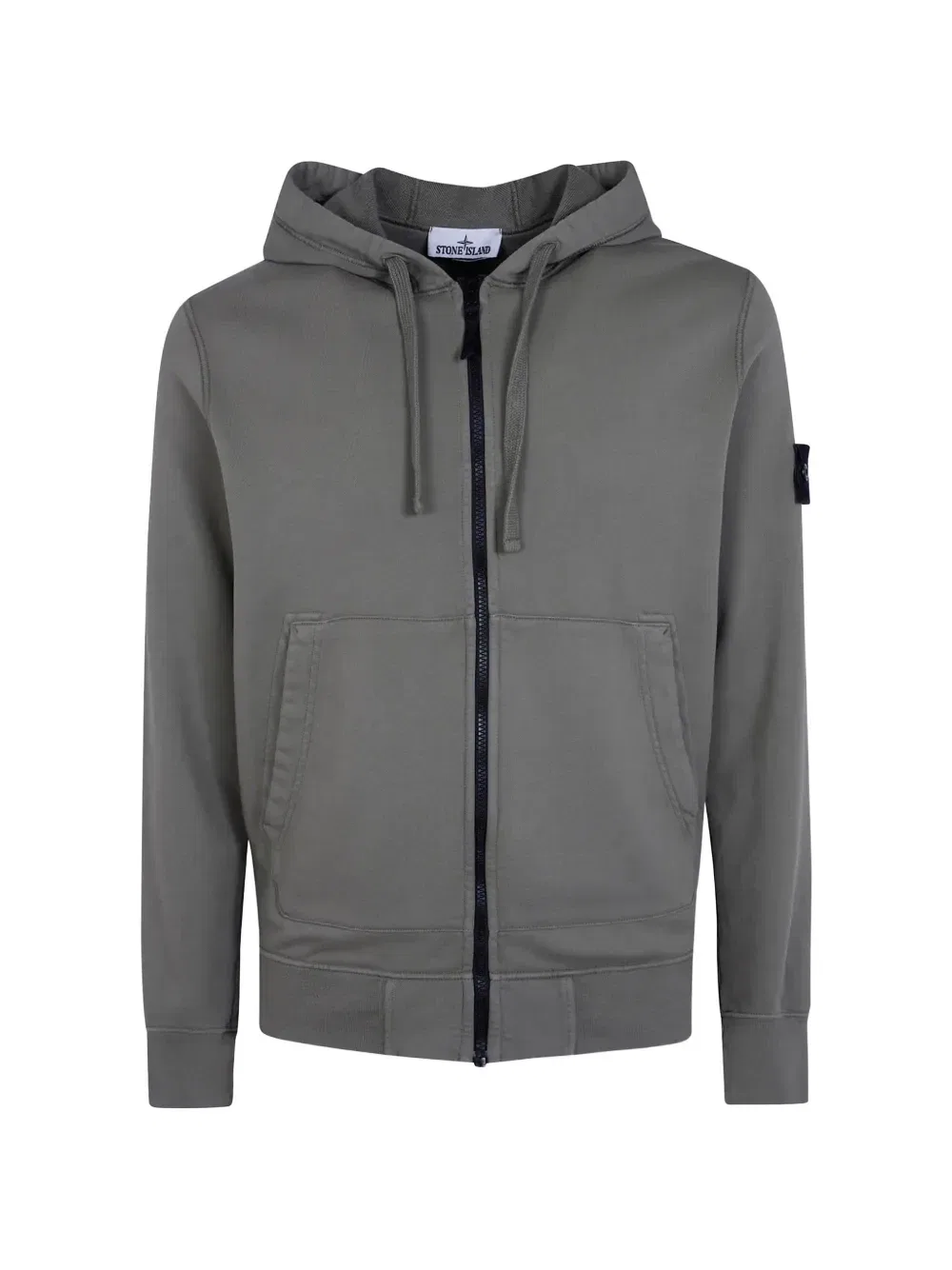 Худи на молнии с нашивкой-логотипом Stone Island, зеленый