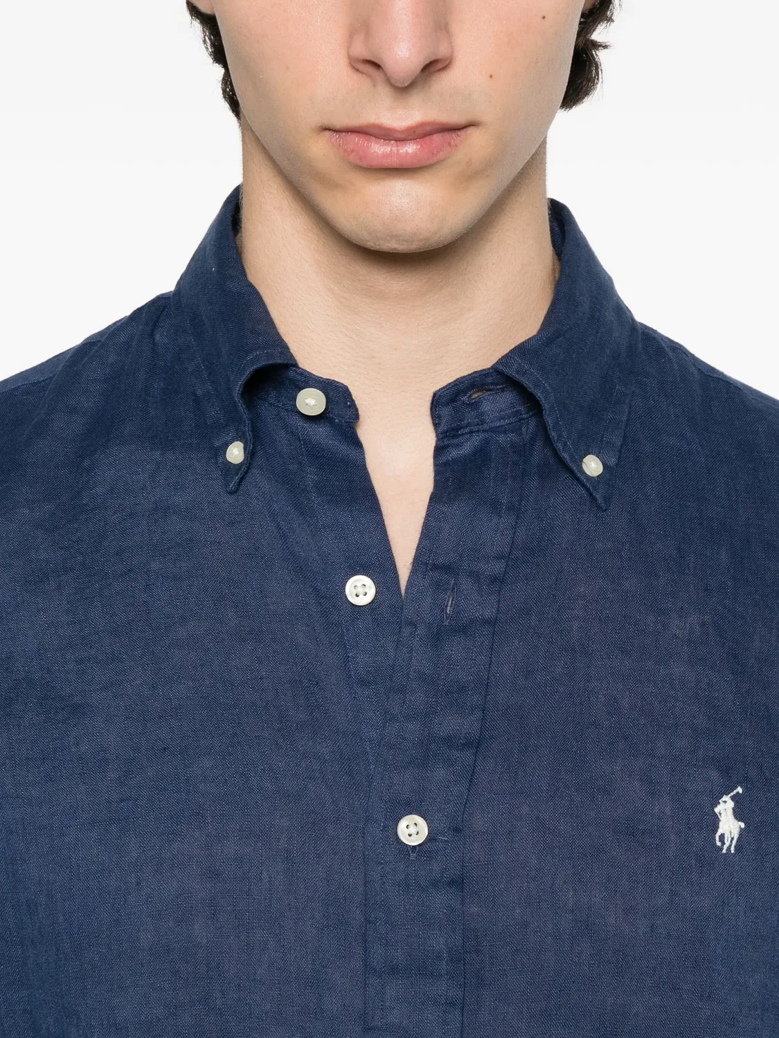 Рубашка из льна с длинными рукавами Polo Ralph Lauren, темно-синий — фото 3