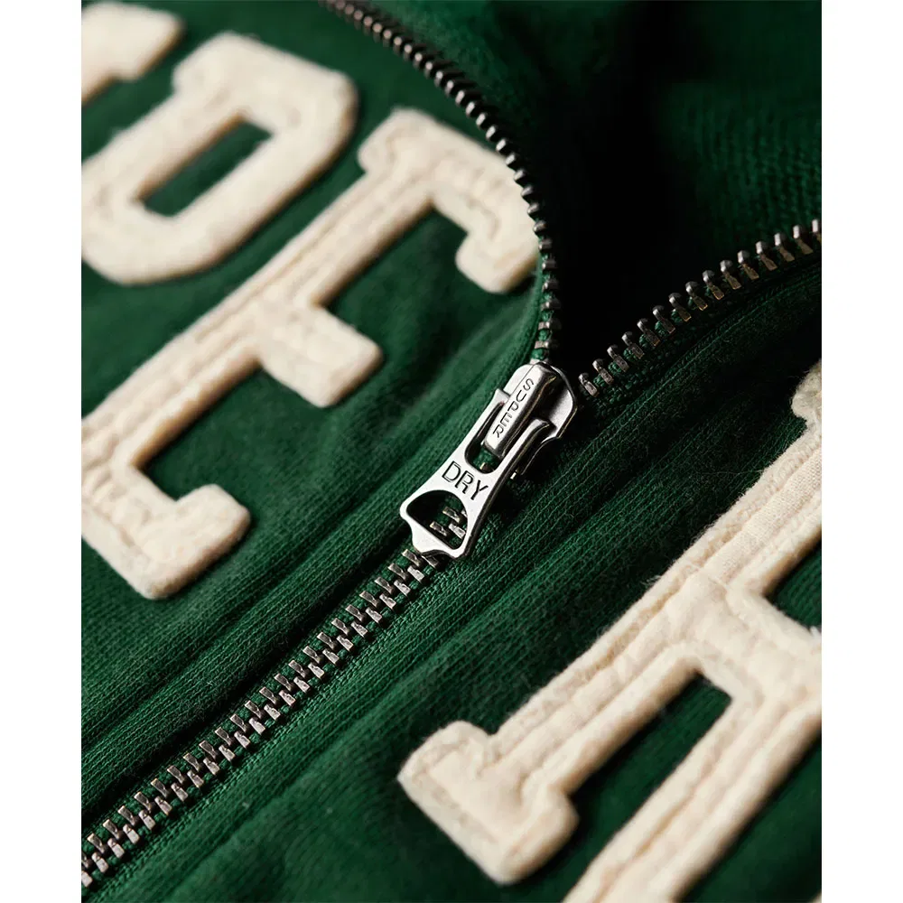 Худи Superdry Athletic Applq Loose full zip, зеленый — фото 3