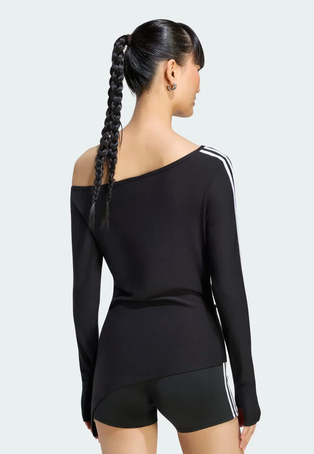 Асимметричный топ на одно плечо - топ с длинными рукавами Adidas Originals, Black — фото 2