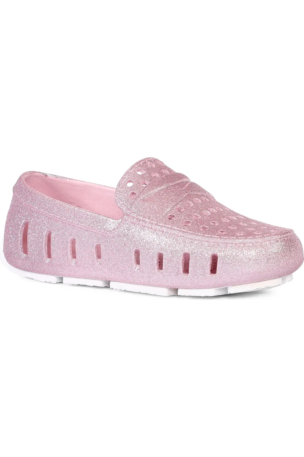 Детские туфли лоферы водонепроницаемые FLOAFERS, Pink Sparkle/Bright White