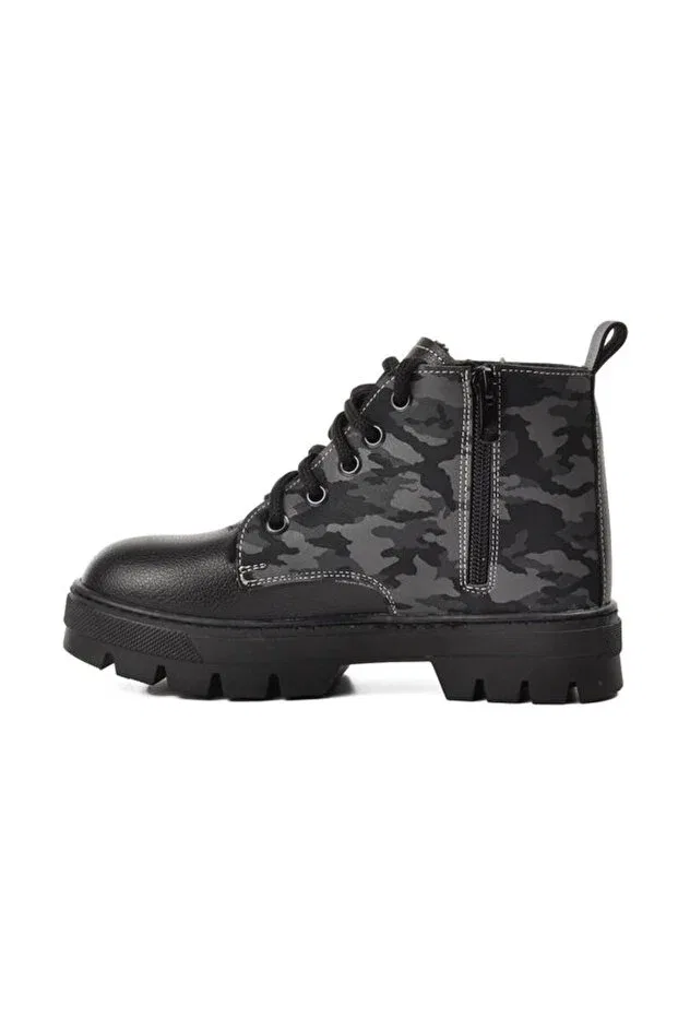 Детские ботинки для девочек с камуфляжным принтом Generic Brands, Black-Grey Camouflage — фото 2