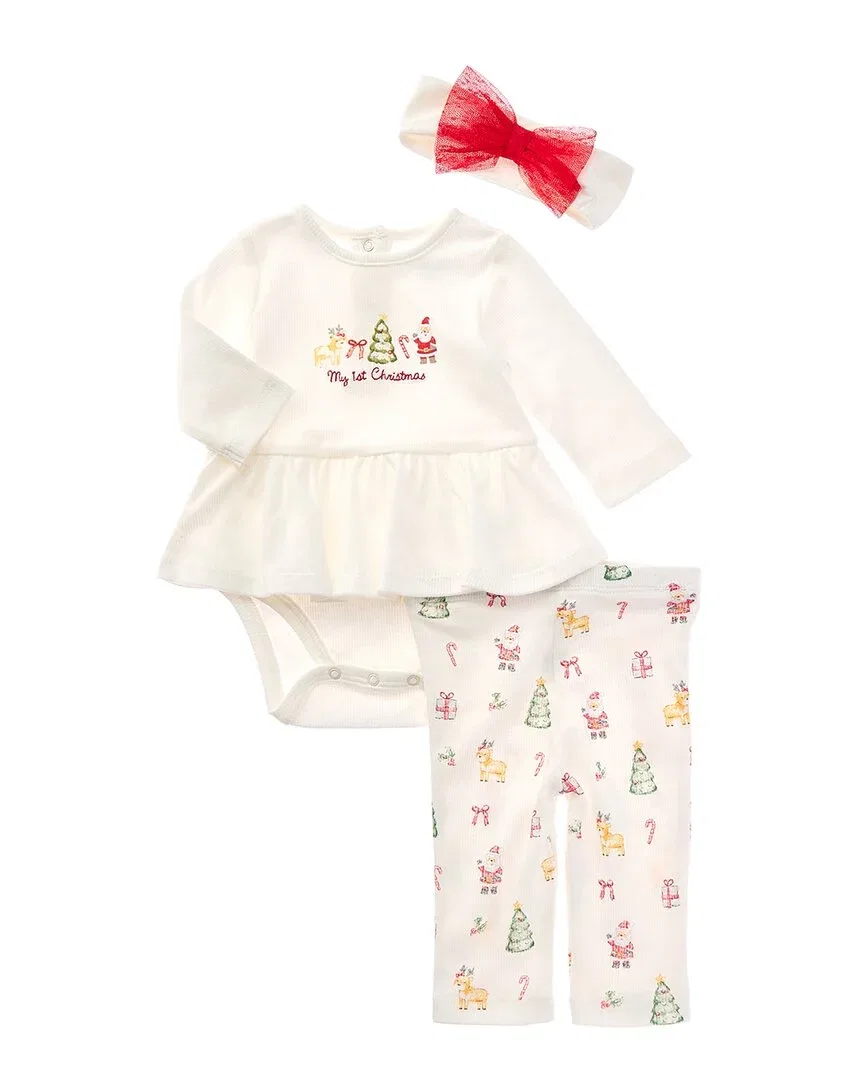 Детский комплект боди-комбинезона с вышивкой Little Me, Christmas Bodysuit Set White — фото 2