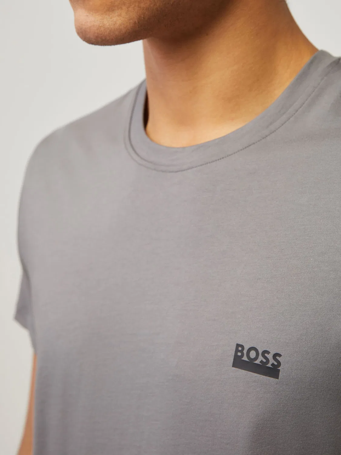 Футболка хлопковая BOSS Regular Fit, серая — фото 4
