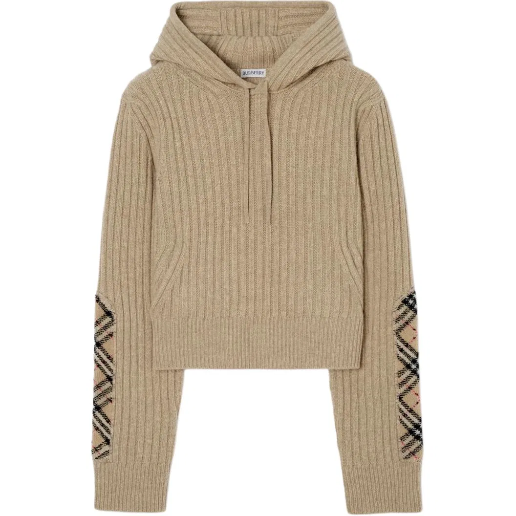 Женский свитер с принтом в клетку на кулиске Burberry, Light Brown Heather Gray