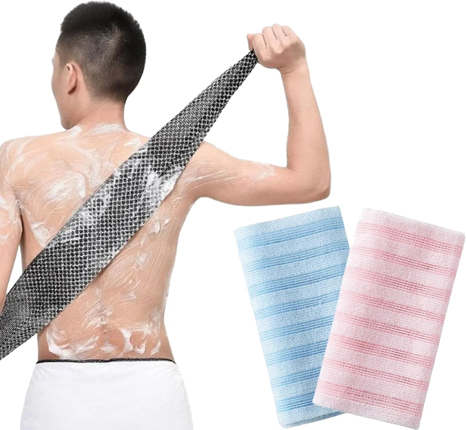 Мочалка для душа эксфолиирующая HYCIM, 2 шт, 99.1x24.9 см, Pink