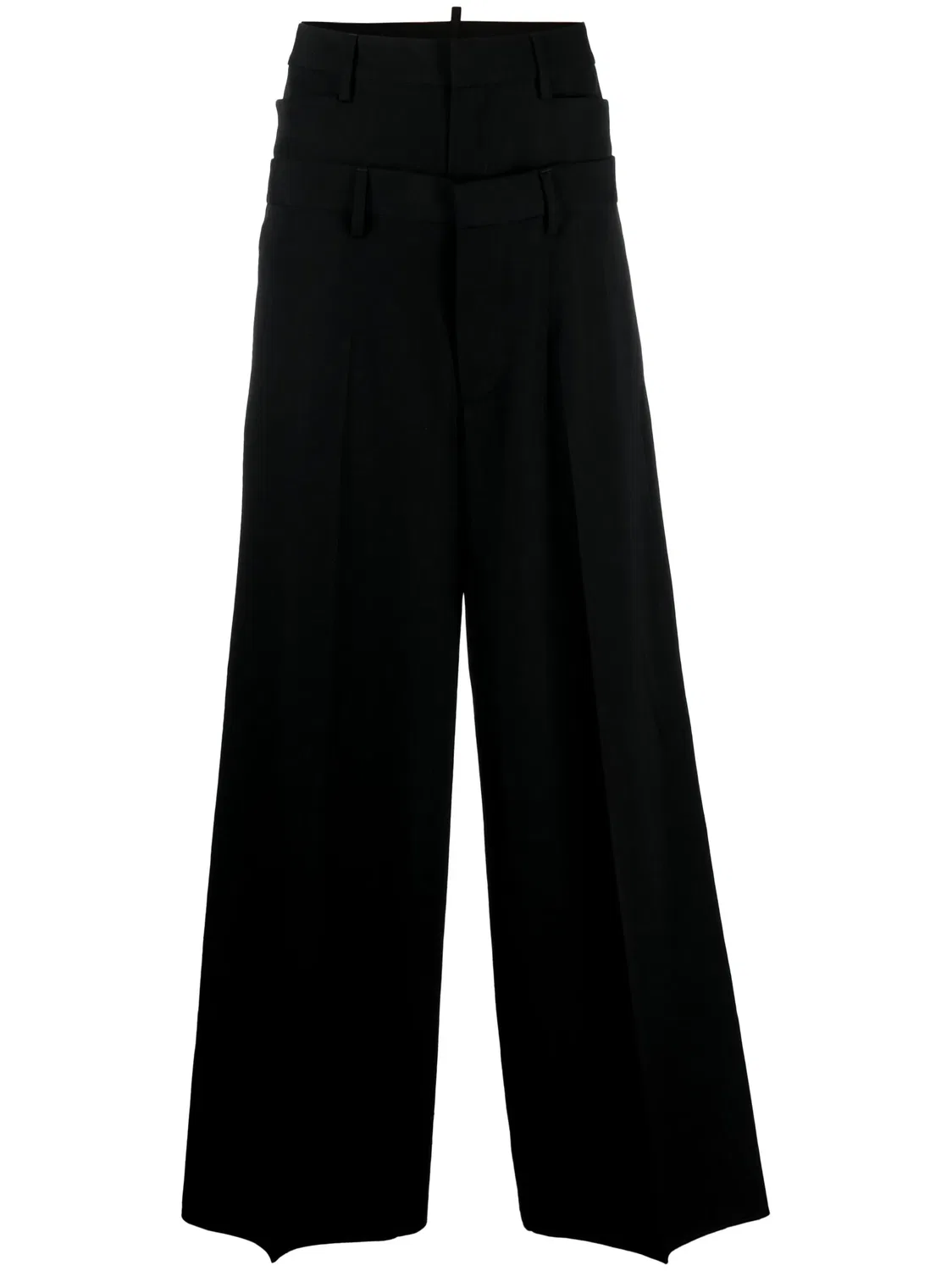 Широкие брюки из чистой шерсти DSQUARED2, черный