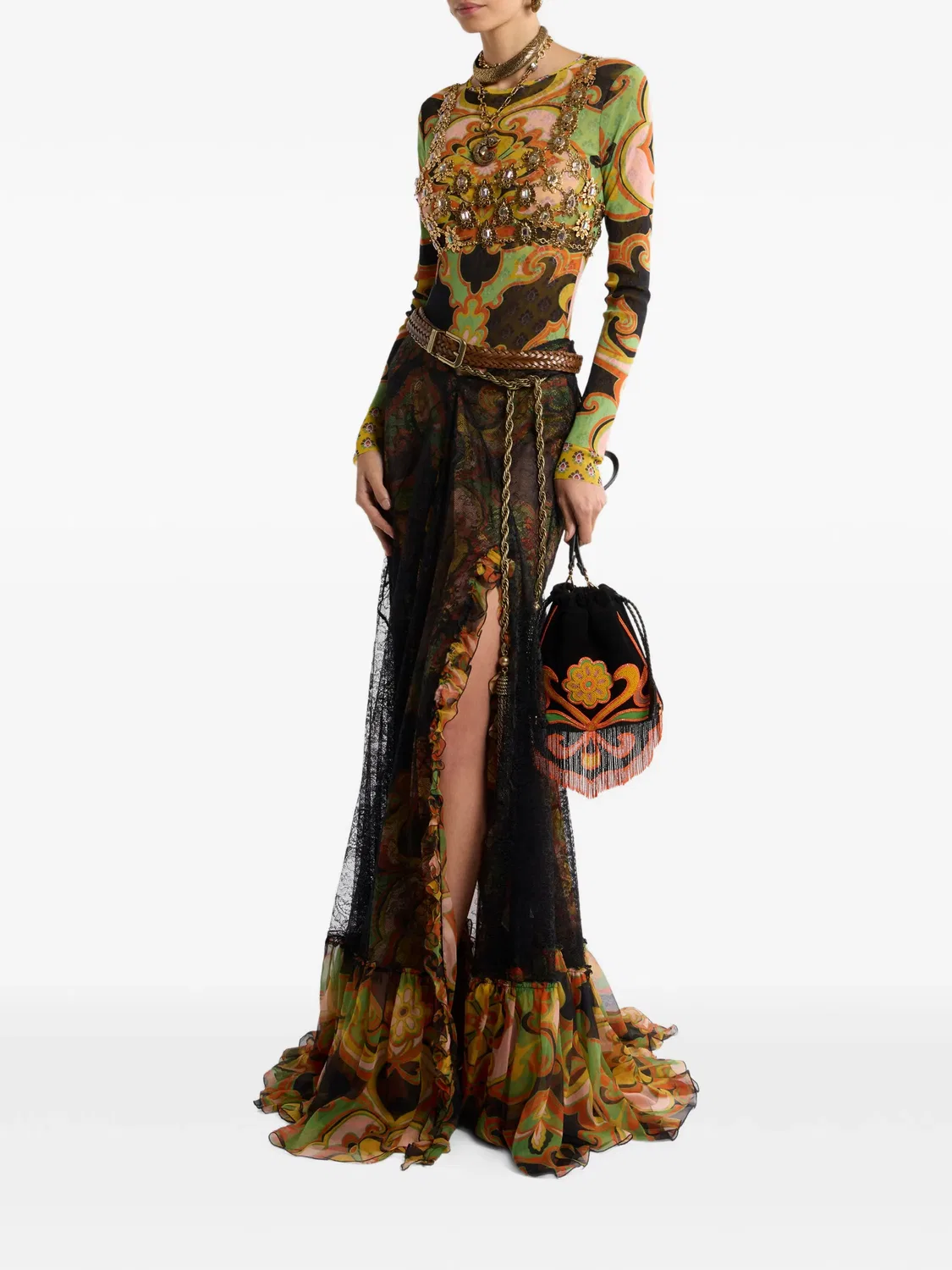 Топ с длинными рукавами ETRO, зеленый — фото 3