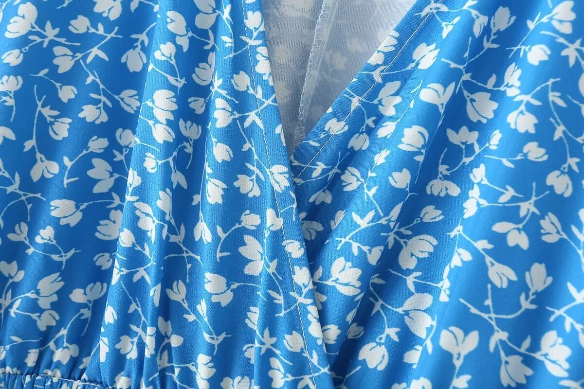 Женское платье-рыбка с цветочным принтом Generic, Blue — фото 2