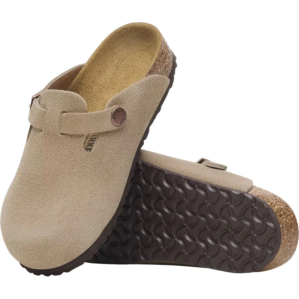 Детские сабо для мальчиков с регулируемым ремешком Boston Birkenstock, Taupe Suede — фото 4