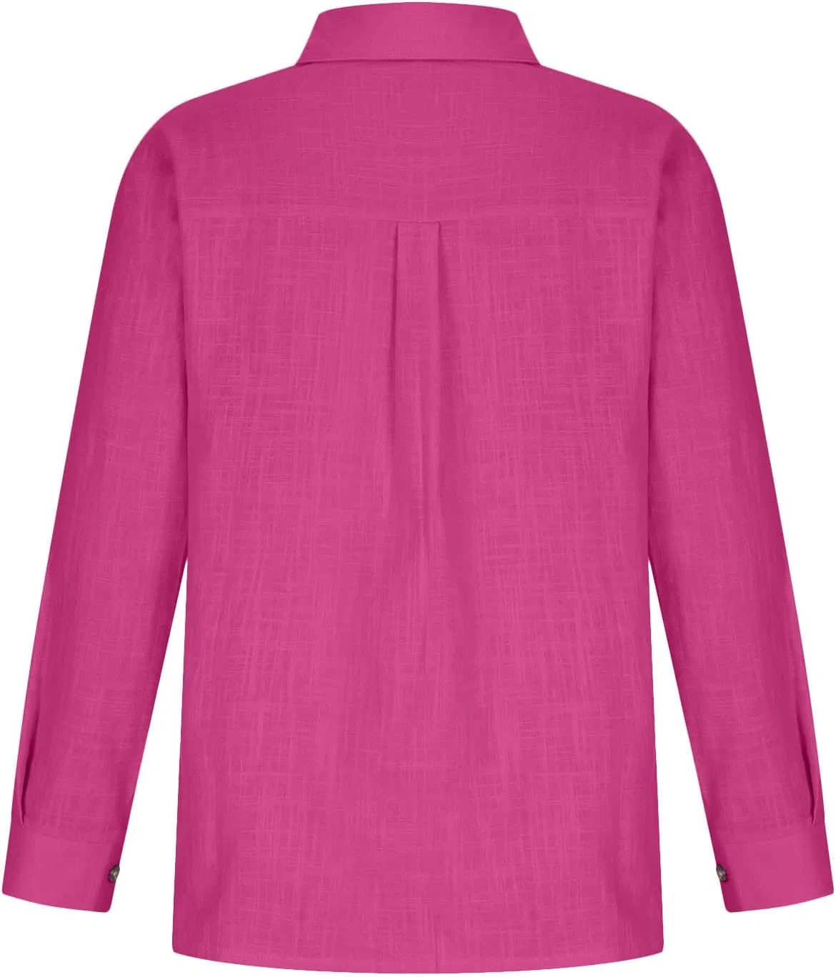 Женская блуза свободного кроя с V-вырезом, Cotton Linen, Hot Pink — фото 4