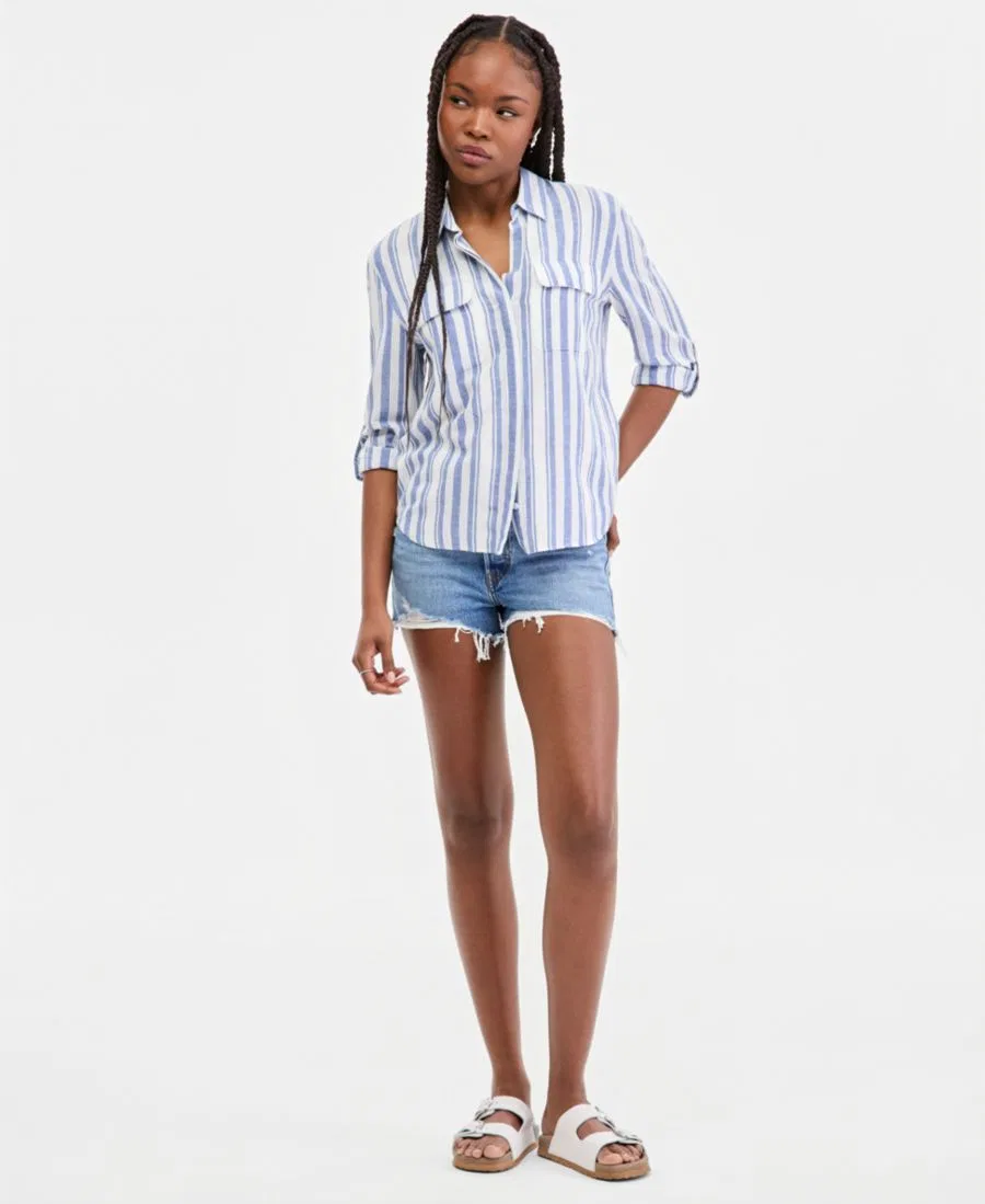 Женская рубашка свободного кроя с длинным рукавом Elaine Levi's, Bold Stripe Blue — фото 2