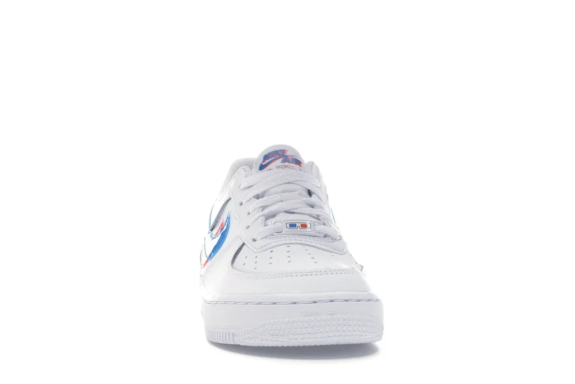 Детские кроссовки для мальчиков с 3D-эффектом Nike Air Force 1 Low, White/Bright Crimson-Blue Hero — фото 2