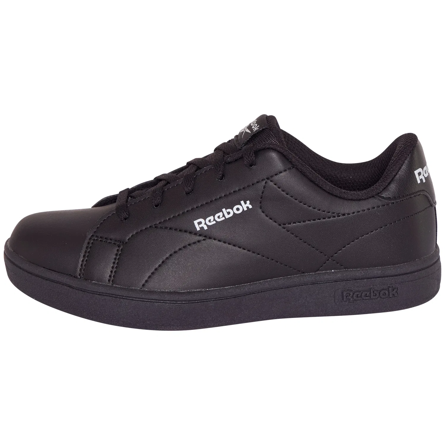 Детские кроссовки на шнуровке Reebok Court Clean Reebok Classic, Black/Black/Grey1 — фото 2