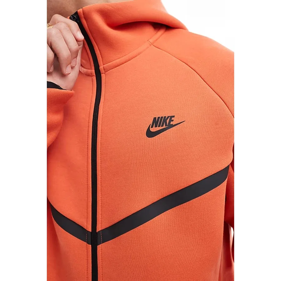 Свитшот мужской с капюшоном и длинным рукавом Tech Fleece Full Zip Windrunner Nike, Оранжевый — фото 3