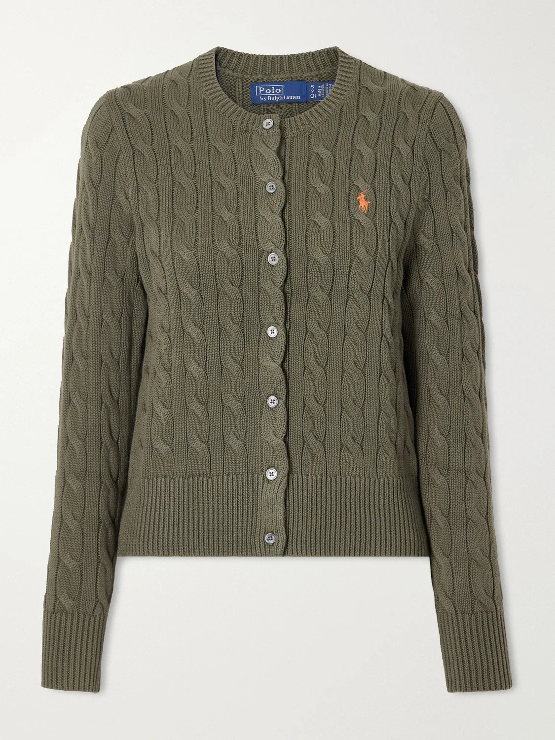 Вязаный хлопковый кардиган Polo Ralph Lauren, хаки