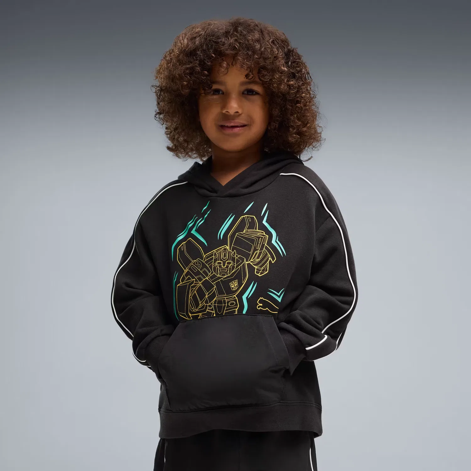 Детская свободная толстовка с графическим принтом Puma X Transformers, Puma Black