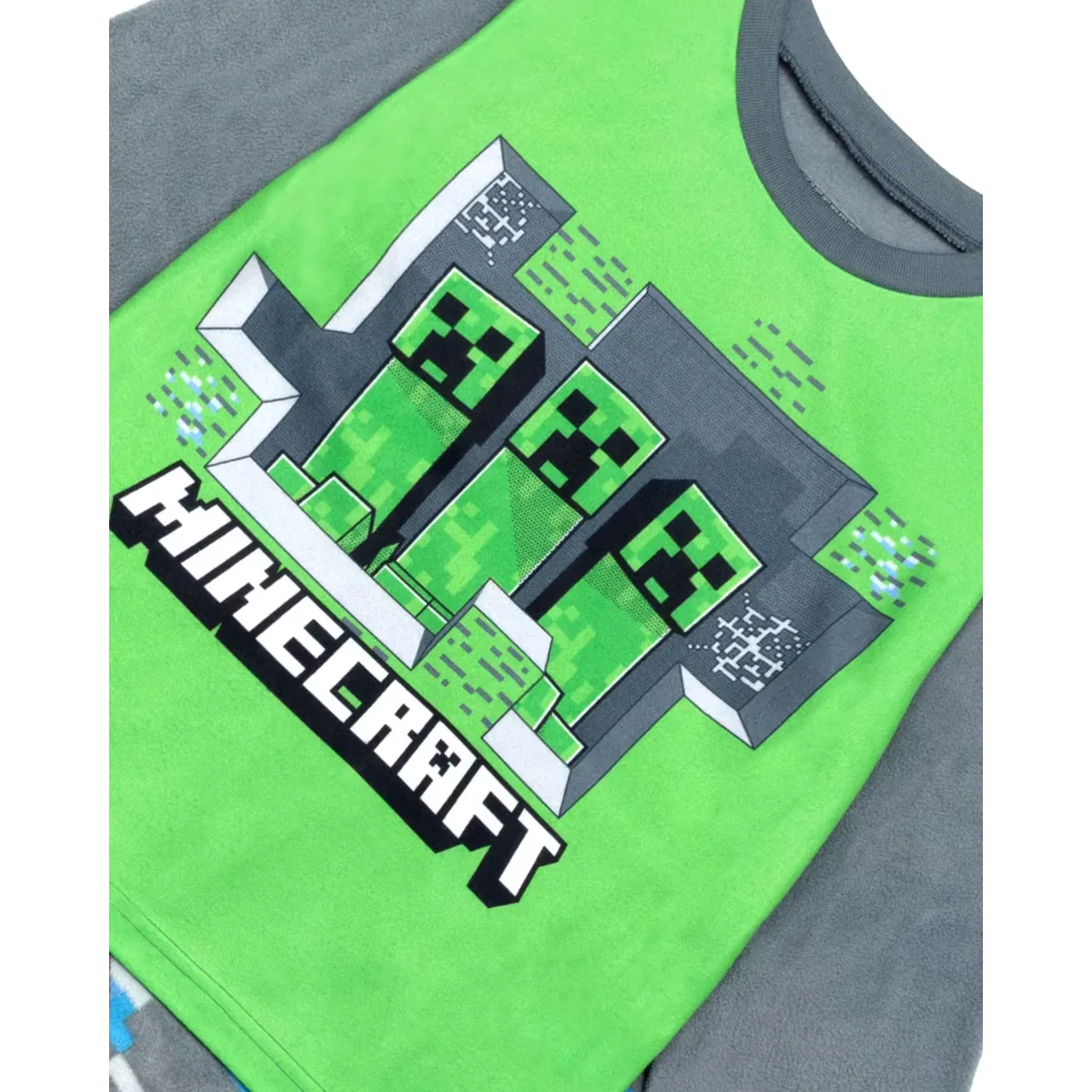 Пижамный комплект из микрофлиса с принтом Minecraft, gray/green — фото 4