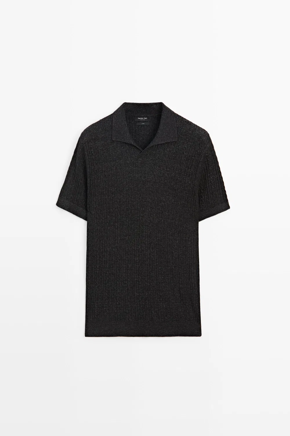 Поло Massimo Dutti 100% cotton knit, угольно-серый — фото 2