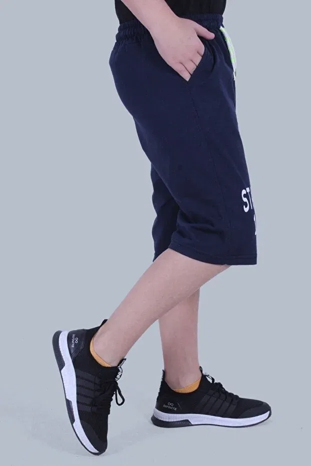 Детские шорты для мальчиков с принтом Iba Text Printed Double Pocket Panio Kids, Navy Blue — фото 4
