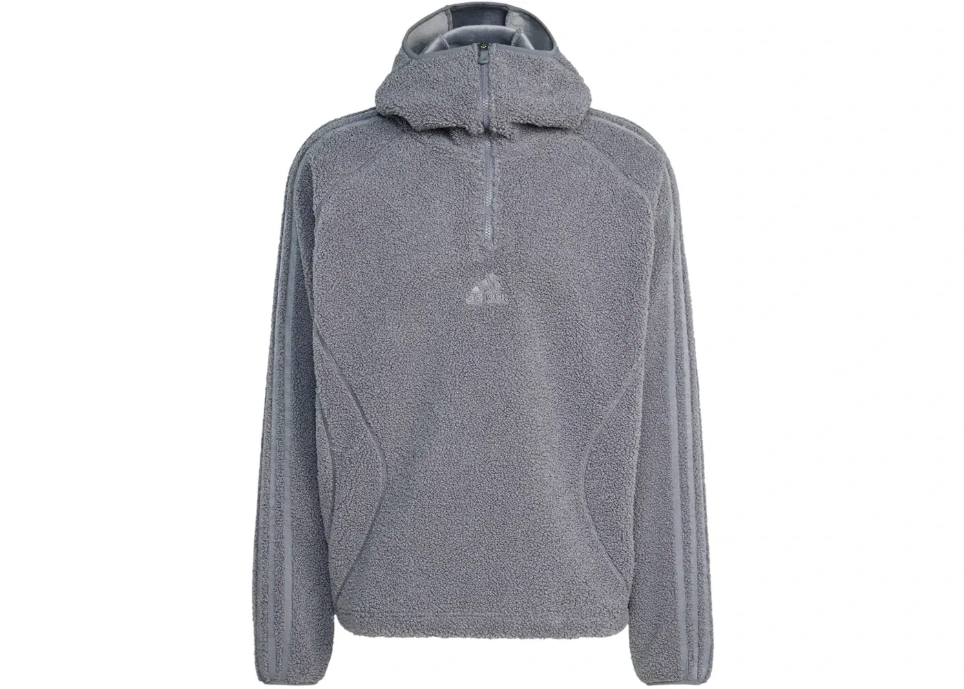 Мужская худи на молнии с четверть-застежкой Borg Fleece Teamgeist Adidas, Grey Strata