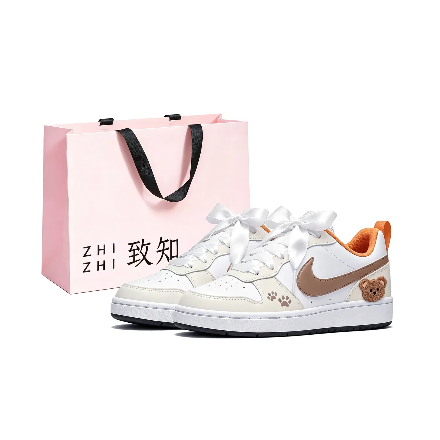 Детские кроссовки с принтом медвежонка Nike Court Borough 2, Ginger Yellow