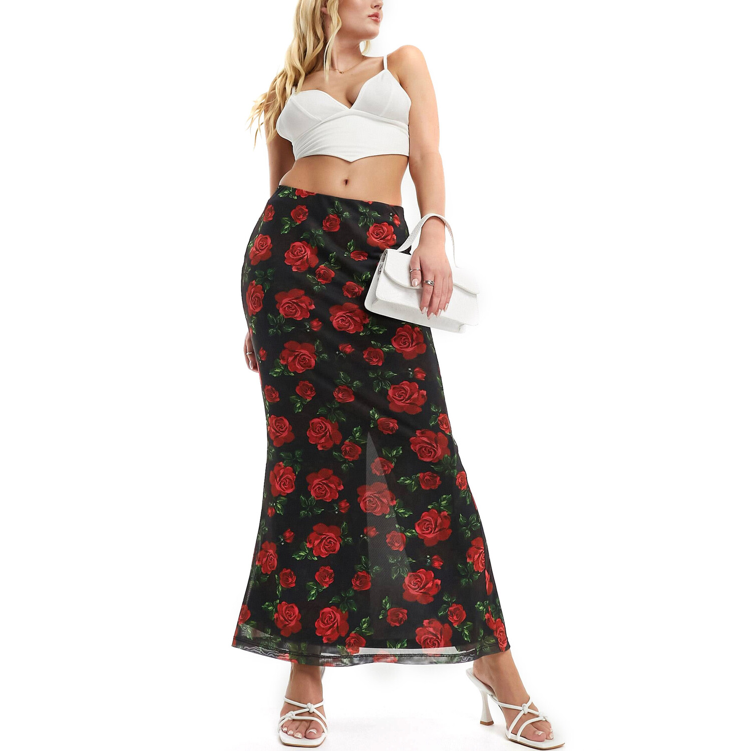 

Юбка Forever New Rose Print Mesh Maxi, черный/мультиколор