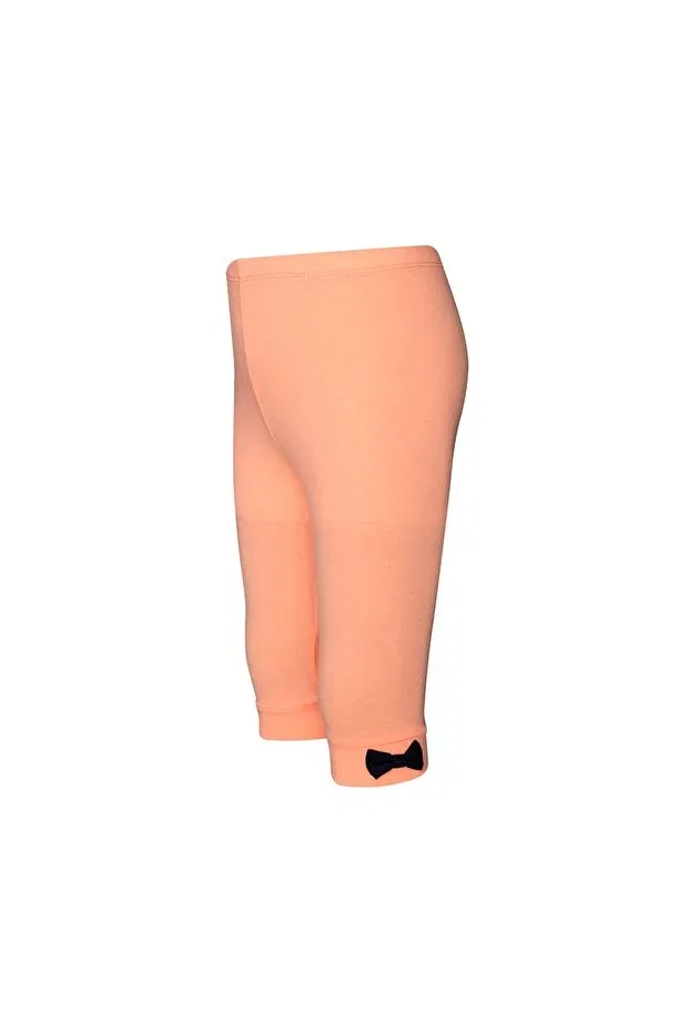 Детские леггинсы для девочек с бантом, базовые, Phosphor apricot basic girls' bow below-knee leggings capri, Lovetti, Neon Apricot