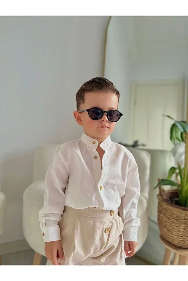 Детская рубашка для мальчиков с длинным рукавом Favorimkids, White — фото 4