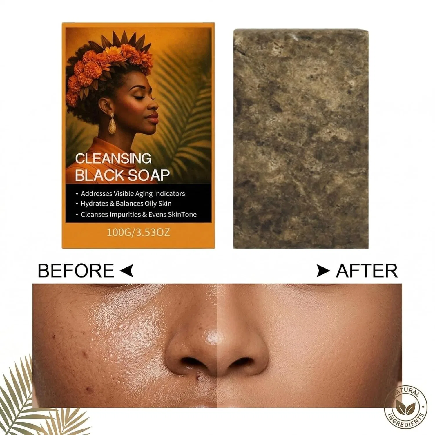 Твердое мыло для лица и тела, African Black Soap, VIONAIRE, 4 шт, 109 г — фото 2