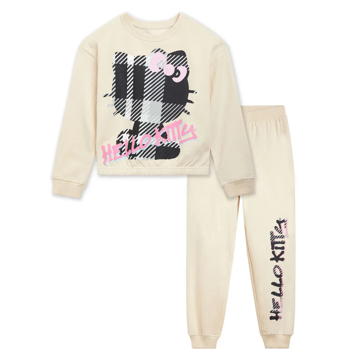 Детский комплект из свитшота и джоггеров для девочек Hello Kitty, Cream White