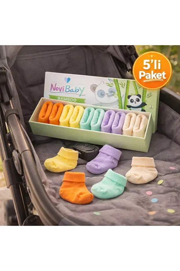 Детские носки для новорожденных хлопковые 5 штук Novibaby, Colour Mix — фото 3