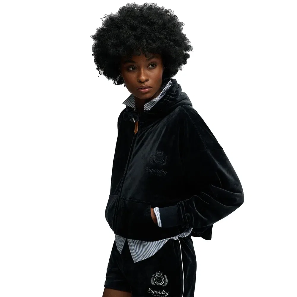 Худи на молнии Country Club Velour Superdry, черный — фото 3