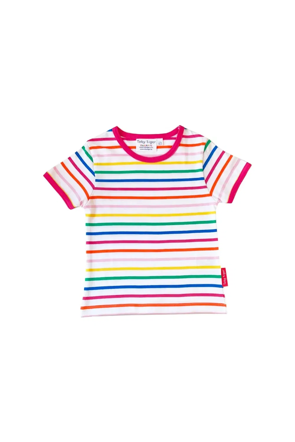Детская футболка с коротким рукавом с принтом Rainbow Stripe Toby Tiger, Multi