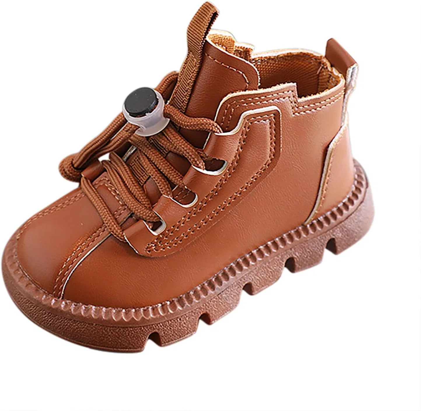 Детские ботинки для девочек на шнуровке с мехом SHOPESSA, Brown — фото 4