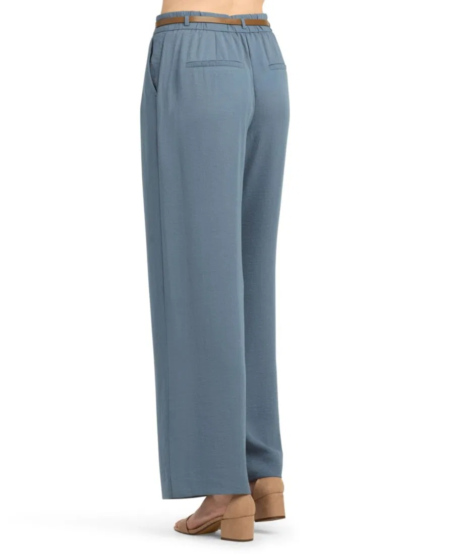Штаны с защипами и широкими штанинами, модель Pleated Wide-Leg BCX, Blue — фото 4
