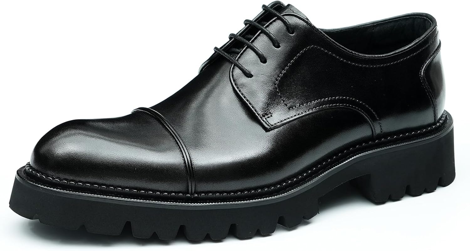 

Мужские деловые туфли с закрытым носком Cap-Toe, дерби, шнуровка на 4 отверстия, полубрзовые, с амортизирующей подошвой, формальные и повседневные, модель 96126 Windhana, черный