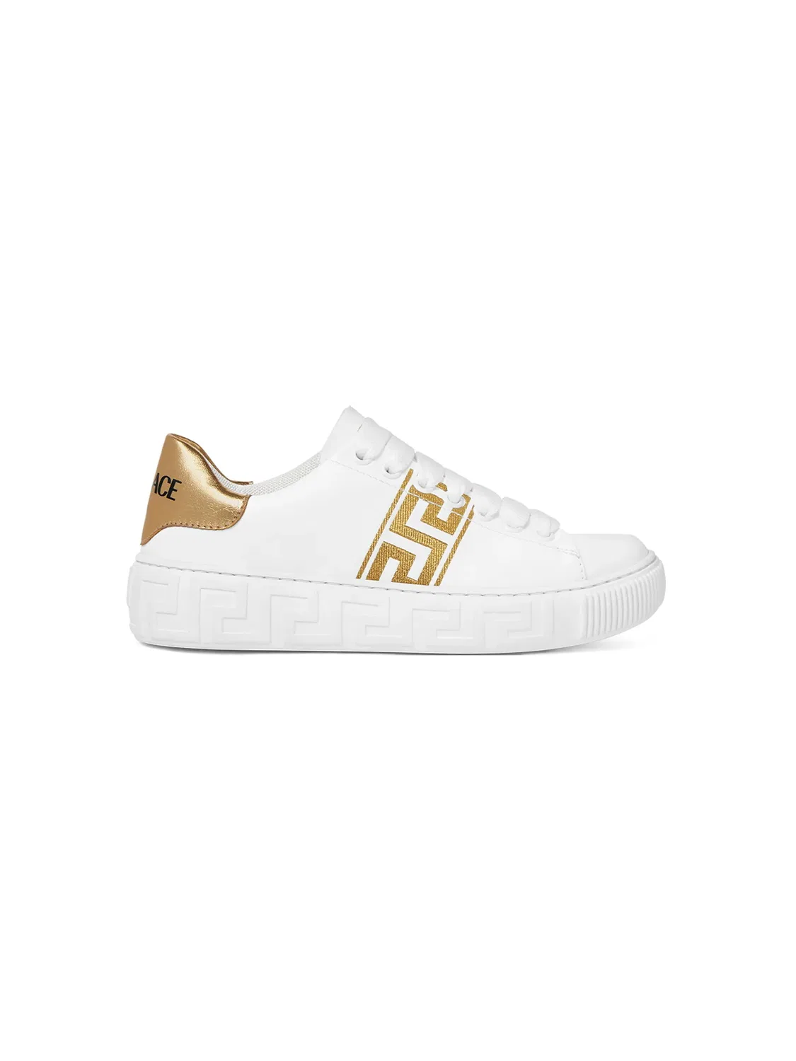 Кожаные кроссовки с вышивкой Greca Versace, белый
