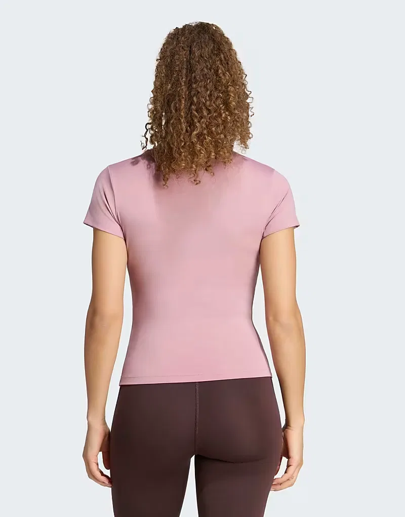 Футболка Adidas performance 3-stripes studio baby tee в цвете magic mauve — фото 2