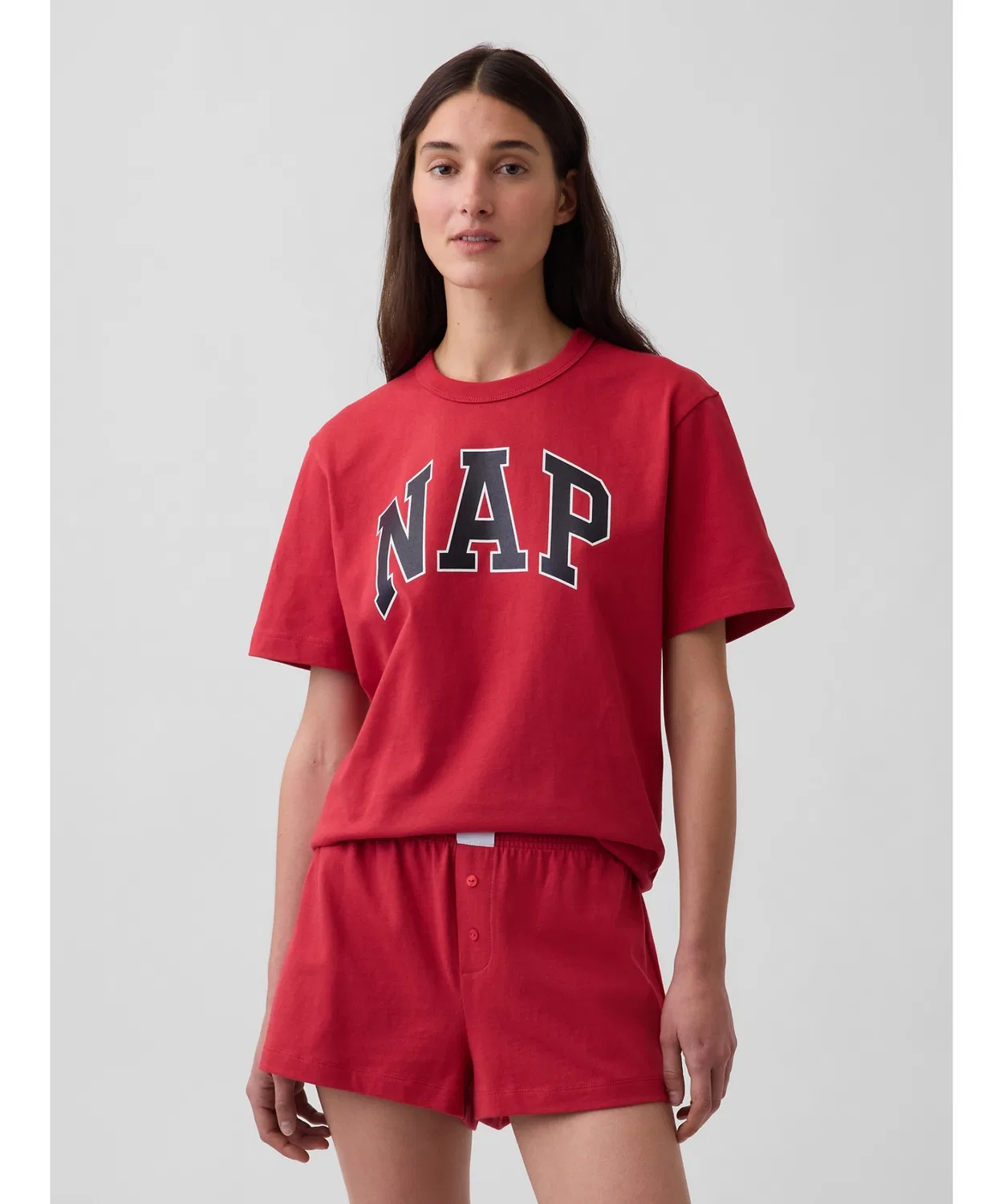 Женская пижамная футболка оверсайз с принтом NAP GAP, Red
