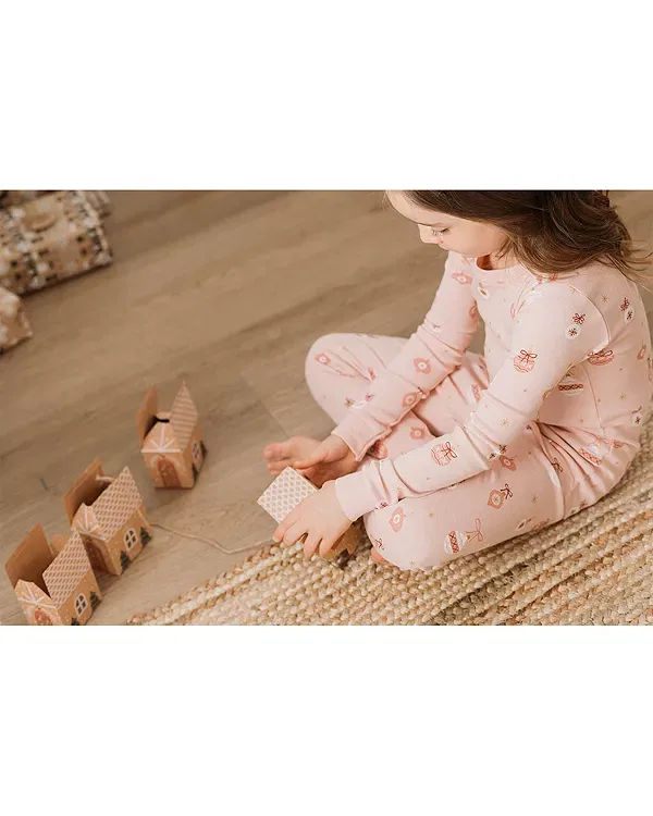 Детская пижама для девочек с принтом Ornaments Print Petit Lem, розовый — фото 2