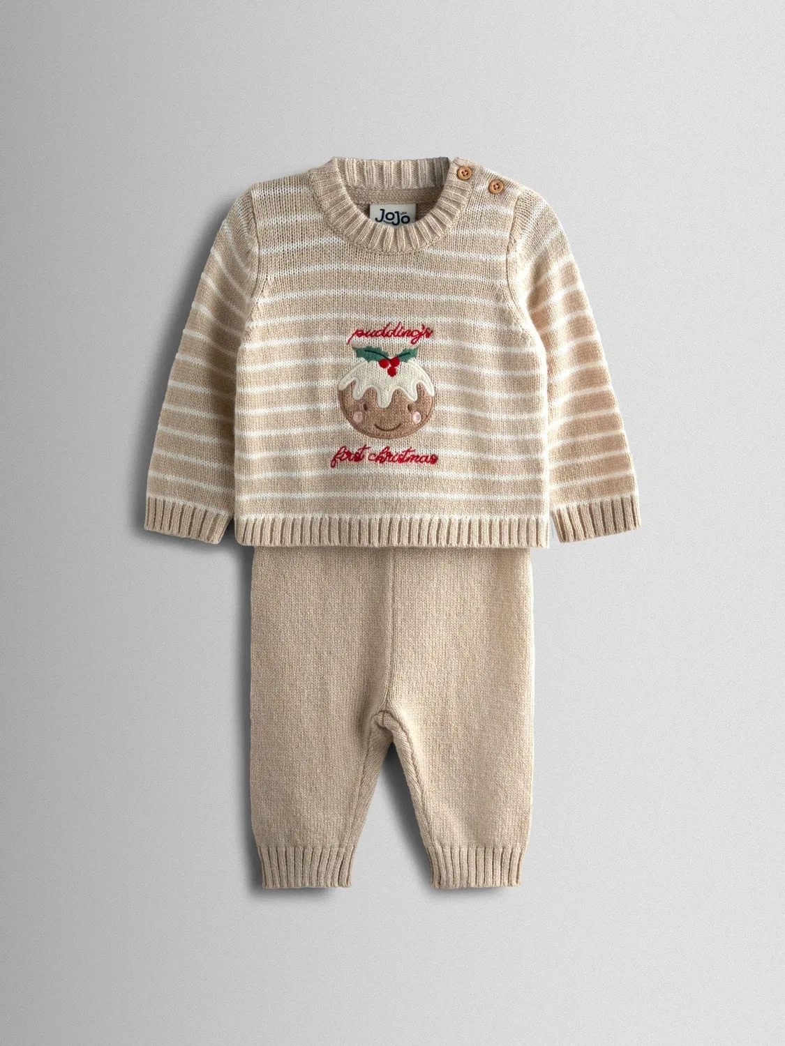 Вязаный комплект My First Christmas Pudding Jojo Maman Bébé, овсяный