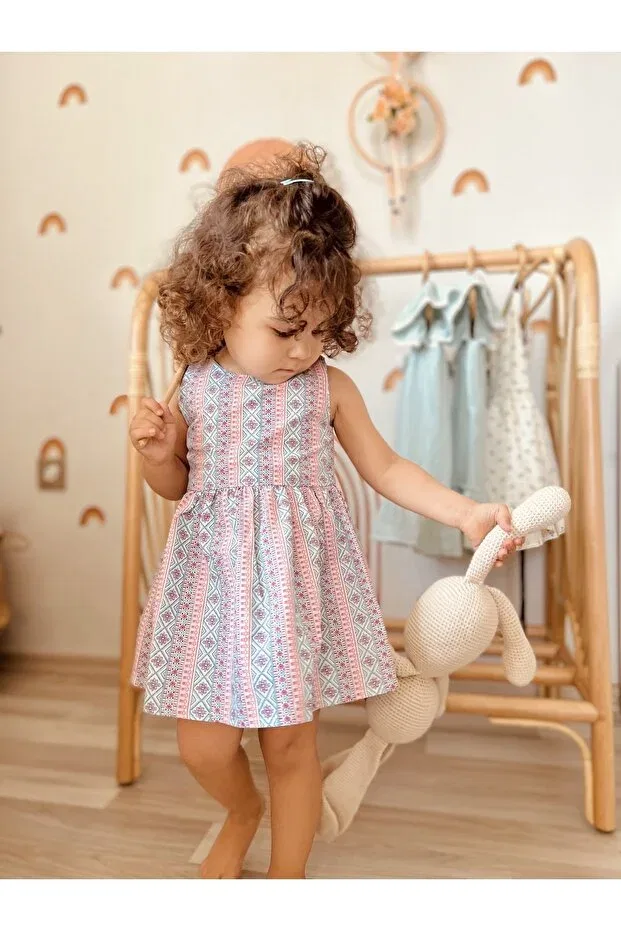 Детское платье для девочек с квадратным вырезом Design Kidsabu, Pink — фото 3