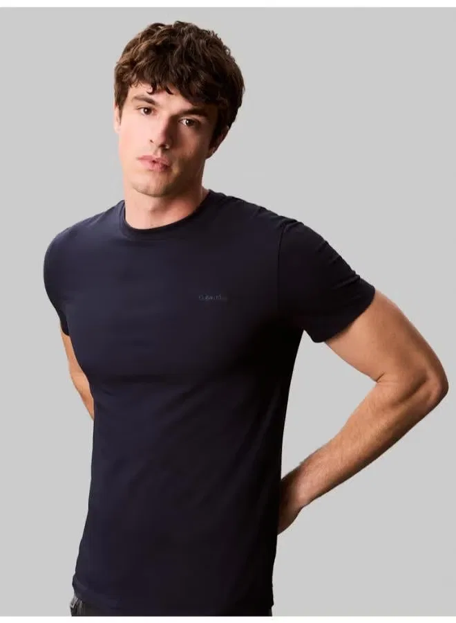 Футболка с принтом Slim Liquid Touch Cotton Calvin Klein, синий — фото 3