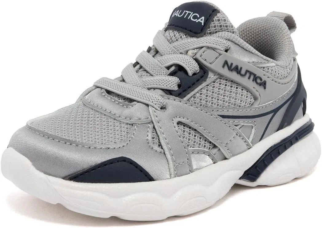 Детские кроссовки с легким дышащим сетчатым верхом Nautica, White Silver Navy