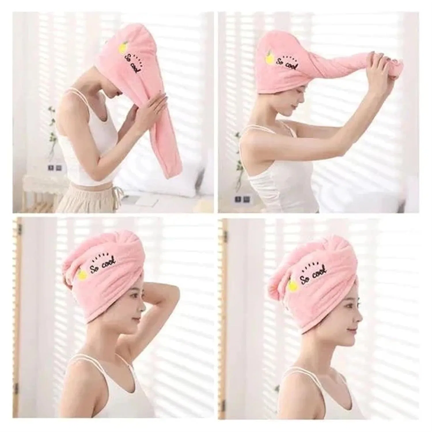 Шапочка для душа из микрофибры TYNXK, 1 шт, 65x25 см, Pink — фото 3