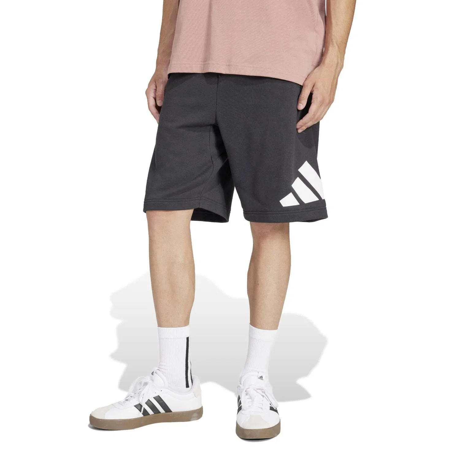 Мужские шорты с эластичным поясом MH Essential BOS Short FT Adidas, Schwarz Weiss — фото 2