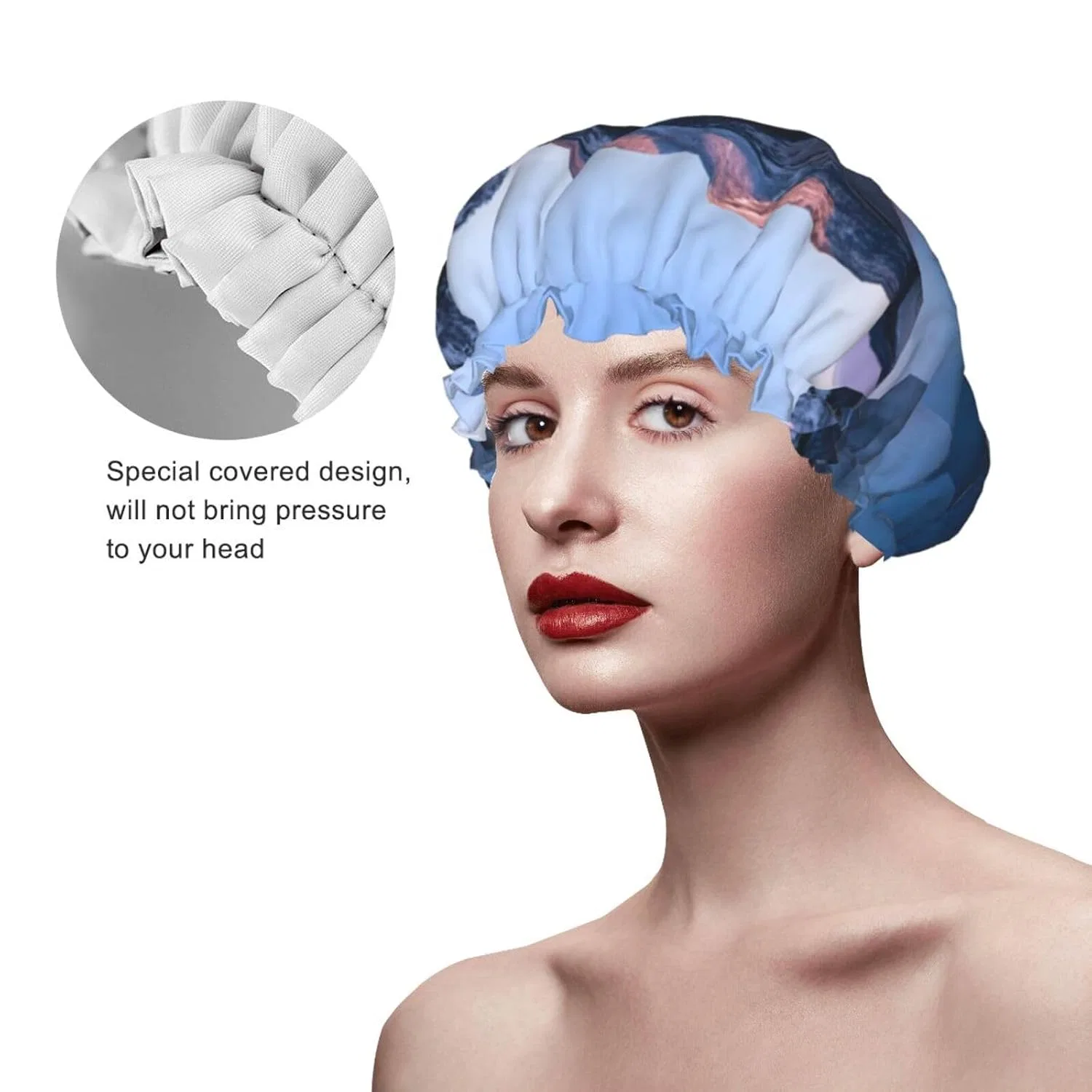 Шапочка для душа Waterproof Reusable Elastic Hair Cap, Furlou — фото 4